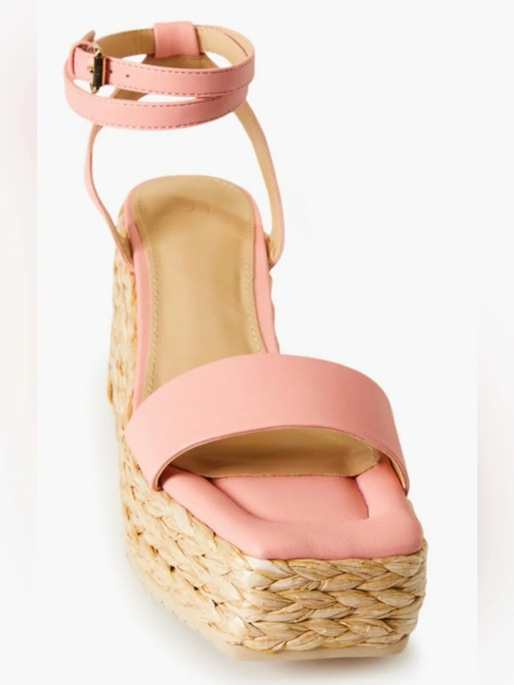 NWOT Lana Espadrille Wedge Platform Sandal in Peach Bud Double Ankle Strap